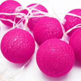 20 Ball HOT Pink 3m String Light Battery Box 5cm Cotton Ball  Christmas Birthday Bbay Girl Special Occasion Decoration - Close-Up Angle