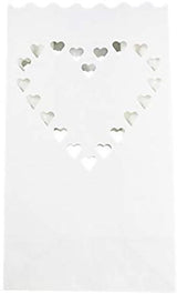 20 Pack White Heart Luminary Paper Candle Tea Light Lantern Bags Garden Wedding Anniversary Birthday Night Decorations Evening Party - Front View