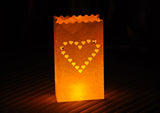 20 Pack White Heart Luminary Paper Candle Tea Light Lantern Bags Garden Wedding Anniversary Birthday Night Decorations Evening Party - Top-Down View