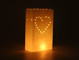 20 Pack White Heart Luminary Paper Candle Tea Light Lantern Bags Garden Wedding Anniversary Birthday Night Decorations Evening Party - 45-Degree Angle