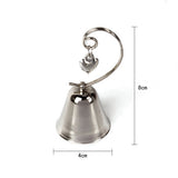 10 Pack of Silver Wedding Kissing Bell Name Card Stand Holder with Heart in Ring Bomboniere Favour Gift - Front View