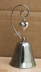 10 Pack of Silver Wedding Kissing Bell Name Card Stand Holder with Heart in Ring Bomboniere Favour Gift - Side View