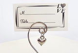 10 Pack of Silver Wedding Kissing Bell Name Card Stand Holder with Heart in Ring Bomboniere Favour Gift - 45-Degree Angle