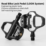 Self Lock Clip In Bike Pedals LOOK KEO Cleat MTB Road 700C Hybrid BMX - Rockbros Black - Front View