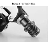 Self Lock Clip In Bike Pedals LOOK KEO Cleat MTB Road 700C Hybrid BMX - Rockbros Black - Low Angle