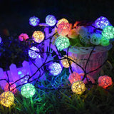 1 Set of Multi Coloured 5cm Rattan Cane 20 Ball Battery Powered 3m String Lights Christmas Gift Home Wedding Party Bedroom Decoration Table Centrepiece - 45-Degree Angle