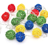 1 Set of Multi Coloured 5cm Rattan Cane 50 Ball Battery Powered LONG 5m String Lights Christmas Gift Home Wedding Party Bedroom Decoration Table Centrepiece - Side View