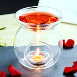 Aromatherapy Tealight Candle Burner - Clear Glass Essential Oil Lamp for Relaxation, 14cm High