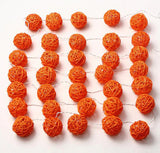 1 Set of Orange 5cm Rattan Cane 20 Ball Battery Powered 3m String Lights Christmas Gift Home Wedding Party Bedroom Decoration Table Centrepiece - Side View