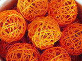 1 Set of Orange 5cm Rattan Cane 20 Ball Battery Powered 3m String Lights Christmas Gift Home Wedding Party Bedroom Decoration Table Centrepiece - Top-Down View