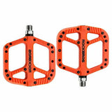 Extra Large MTB Flat Pedal Orange Nylon Composite 208g Stud Pin Grips ORANGE Rockbros - Rear View