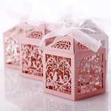 Pink Dove Heart Favor Gift Boxes for Baby Naming Ceremony - Set of 10