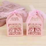 50 Count Pink Dove Heart-Shaped Gift Boxes for Baby Naming Ceremonies and Special Events - Rear View