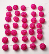 1 Set of Pink 5cm Rattan Cane 20 Ball Battery Powered 3m String Lights Christmas Gift Home Wedding Party Bedroom Decoration Table Centrepiece - Top-Down View