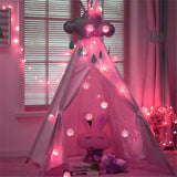 1 Set of Pink 5cm Rattan Cane 20 Ball Battery Powered 3m String Lights Christmas Gift Home Wedding Party Bedroom Decoration Table Centrepiece - 45-Degree Angle