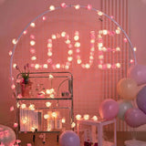 20 Pink n White Rose 3D Fairy Lights 3M String, Battery (AA) Indoor & Outdoor Decorations Wedding Valentines Romantic Room Table Lighting - Side View