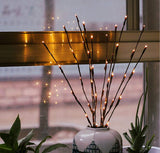 Warm White LED Branch Lights - 20 Bulb Fairy Light Stem, 50cm Height with On/Off Switch - Top-Down View