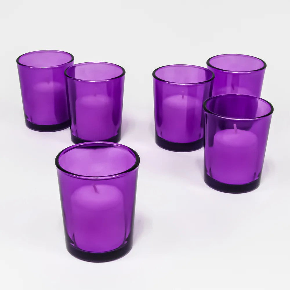 10 Pack Purple Glass Votive Tealight Candle Holders House Party Centerpiece Xmas Wedding Decor Glass Candlestick Party Decorations Bridal Valentines Event