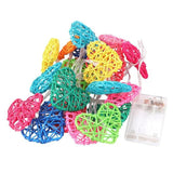 20 Rainbow 3D Hollowed Rattan Heart-Shaped 3M String Fairy Lights, Battery (AA) Indoor & Outdoor Decorations Birthday Kids Celebration PartyRoom Table Lighting - Top-Down View