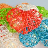 20 Rainbow 3D Hollowed Rattan Heart-Shaped 3M String Fairy Lights, Battery (AA) Indoor & Outdoor Decorations Birthday Kids Celebration PartyRoom Table Lighting - 45-Degree Angle