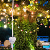 50 Rainbow 3D Hollowed Rattan Heart-Shaped 5M LONG String Fairy Lights, Battery (AA) Indoor & Outdoor Decorations Birthday Kids Celebration PartyRoom Table Lighting - Rear View
