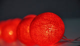20 Red LED Cotton Ball Fairy Lights - 5cm Battery-Powered String Lights for Christmas, Weddings, Parties, and Home Decor - Side View