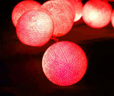 20 Red LED Cotton Ball Fairy Lights - 5cm Battery-Powered String Lights for Christmas, Weddings, Parties, and Home Decor - 45-Degree Angle