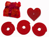 Red Heart Candle Spa Giftset - Red Heart candle, 3 Incense Coils, Pot Porri Satchet in Gift Box - 45-Degree Angle