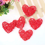 20 Red 3D Hollowed Rattan Heart-Shaped 3M String Fairy Lights, Battery (AA) Indoor & Outdoor Decorations Wedding Valentines Romantic Room Table Lighting - Top-Down View