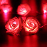 Battery-Powered Red Rose Fairy Lights - Wedding and Party Decoration - Front View