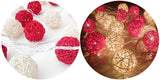 1 Set of Red and White 5cm Rattan Cane 50 Ball Battery Powered LONG 5m String Lights Christmas Gift Home Wedding Party Bedroom Decoration Table Centrepiece - Top-Down View