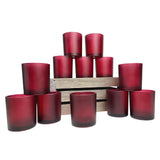 10 Pack Red Frosted Glass Votive Tealight Candle Holders Valentines Day Xmas Wedding Decor Glass Candlestick Party Decorations Bridal Baby Shower Event - Front View