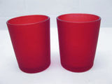 10 Pack Red Frosted Glass Votive Tealight Candle Holders Valentines Day Xmas Wedding Decor Glass Candlestick Party Decorations Bridal Baby Shower Event - Side View
