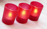 10 Pack Red Frosted Glass Votive Tealight Candle Holders Valentines Day Xmas Wedding Decor Glass Candlestick Party Decorations Bridal Baby Shower Event - 45-Degree Angle