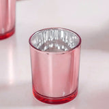 10 Pack Rose Gold Pink Votive Tealight Candle Holders Valentines Day Mercury Wedding Decor Glass Candlestick Party Decorations Bridal Baby Shower Event
