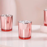 10 Pack Rose Gold Pink Votive Tealight Candle Holders Valentines Day Mercury  Wedding Decor Glass Candlestick Party Decorations Bridal Baby Shower Event - Front View
