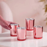 10 Pack Rose Gold Pink Votive Tealight Candle Holders Valentines Day Mercury  Wedding Decor Glass Candlestick Party Decorations Bridal Baby Shower Event - Side View