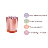 10 Pack Rose Gold Pink Votive Tealight Candle Holders Valentines Day Mercury  Wedding Decor Glass Candlestick Party Decorations Bridal Baby Shower Event - 45-Degree Angle
