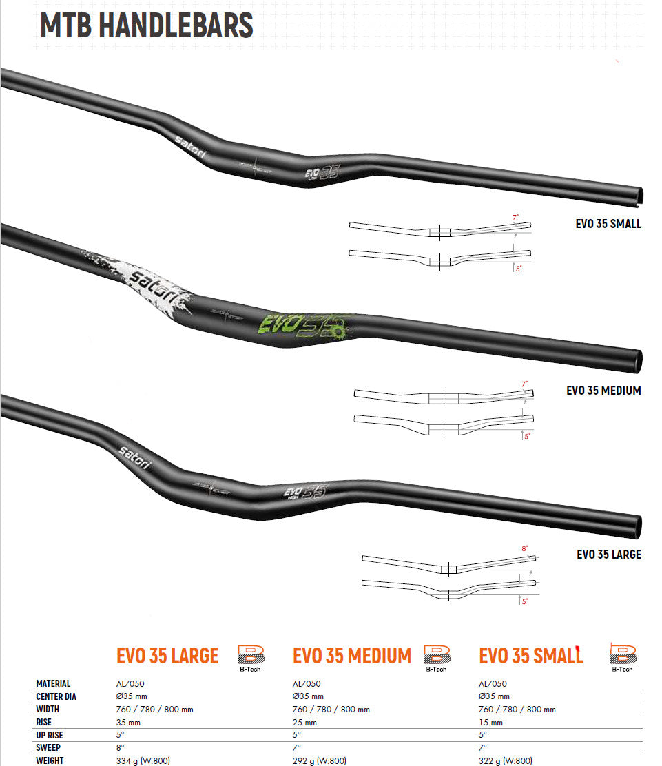 Satori EVO 35 Large Black MTB Handlebar - 355mm Rise, 780mm Width