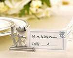100 Pack of Silver LOVE Letter Wedding Name Card Holders - Perfect for Anniversary and Engagement Parties - Front View