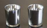 10 Pack Silver Mercury Glass Votive Candle Holders Set For Wedding, Bridal And Baby Shower, Party Function or Home Decor - Front View