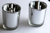 20 Pack Silver Mercury Glass Votive Candle Holders Set For Wedding, Bridal And Baby Shower, Party Function or Home Decor - 45-Degree Angle
