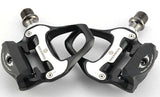 Self Lock Clip In Bike Pedals Shimano SPD-SL Cleat MTB Road 700C Hybrid BMX - Rockbros Nylon Black - Low Angle