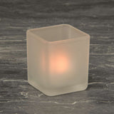 10 Pack Square Cube Frosted Glass 5cm Tealight Candle Holder Festival Decor Wedding Propose Parties Holiday and Home Decor - Front View