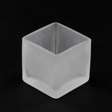 10 Pack Square Cube Frosted Glass 5cm Tealight Candle Holder Festival Decor Wedding Propose Parties Holiday and Home Decor - Rear View