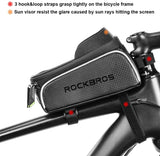 Top Tube Bike Bag With Phone Case Holder Plastic Cover for MTB Mountain Road Commuter Ebike Tourer or Scooter Rockbros - Front View