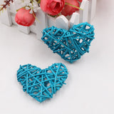 20 Turquoise Blue 3D Hollowed Rattan Heart-Shaped 3M String Fairy Lights, Battery (AA) Indoor & Outdoor Decorations Birthday Kids Celebration PartyRoom Table Lighting - Side View