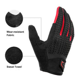 Full Finger MTB Gloves XL Size for Mountain Road Bike Breathable Red Rockbros Unisex Device Friendly Finger Material Anti Slip - Side View