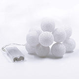 20 LED White Cotton Ball Fairy Lights - Battery-Powered String Lights for Home, Wedding, Party, and Indoor/Outdoor Decor