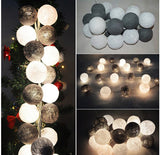20-Piece Black and White LED Cotton Ball Fairy Lights ? Battery-Powered String Lights for Weddings, Parties, and Home Decor ? 5cm Decorative Balls for Indoor and Outdoor Use